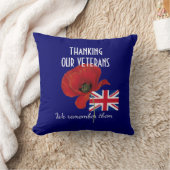 THANK YOU退役軍人イギリスPoppy クッション (ブランケット)