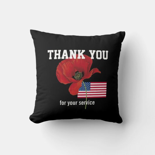 THANK YOU退役軍人Servicemen Poppy USA AMERICAN クッション (正面)