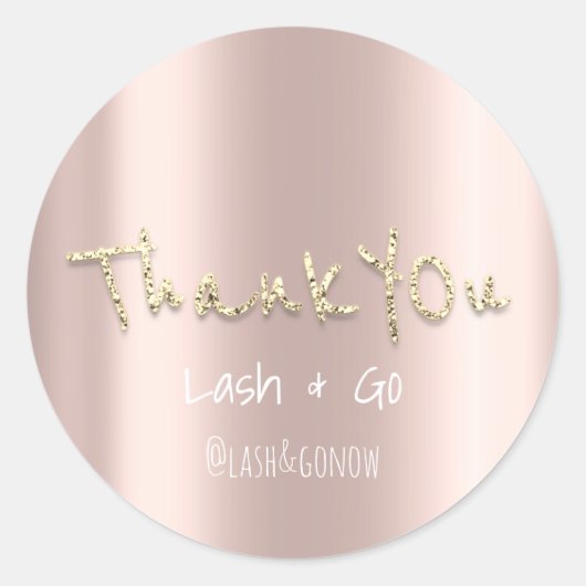 Thank You金ゴールドグリッタースクリプト結婚式の引き出物バラ ラウンドシール (正面)