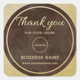 Thank You金ゴールドグリッター事業企業の スクエアシール