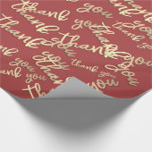 Thank You金ゴールドスクリプトバラ結婚式の引き出物 ラッピングペーパー (角)