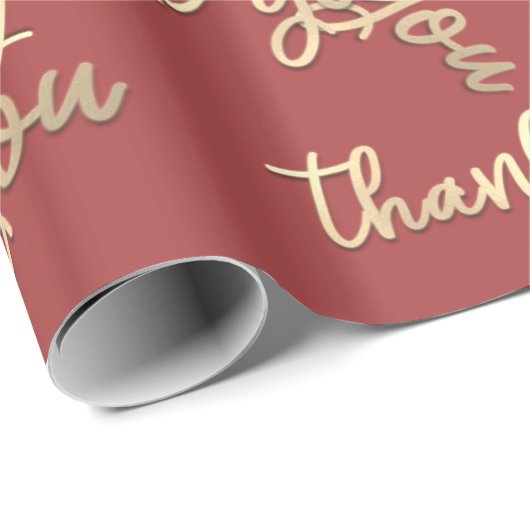 Thank You金ゴールドスクリプトバラ結婚式の引き出物 ラッピングペーパー (ロールコーナー)