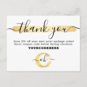 Thank You金ゴールドミニマリストマーケティング写真 ポストカード (正面)