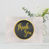Thank You金ゴールド結婚の白い大理石 サンキューカード (スタンド正面)