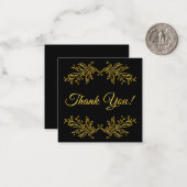 Thank You金ゴールドEffect on Black Thank ノートカード (正面/裏面インサイチュ)