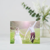 THANK YOU ウェディング ホワイト タイポグラフィー 写真 ポストカード (スタンド正面)