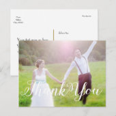 THANK YOU ウェディング ホワイト タイポグラフィー 写真 ポストカード (正面/裏面)