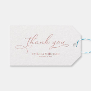 Thank You - エレガントなローズゴールドの結婚式の引き出物タグ ギフトタグ