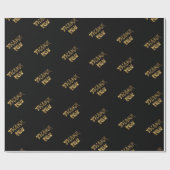 Thank You エレガント Black and感謝してい金ゴールドタイポグラフィ ラッピングペーパー (フラット)