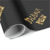 Thank You エレガント Black and感謝してい金ゴールドタイポグラフィ ラッピングペーパー (ロールコーナー)
