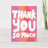 THANK YOU カラフル Pink Curvyストライプカスタム カード (正面)