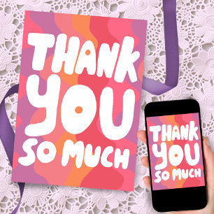THANK YOU カラフル Pink Curvyストライプカスタム カード