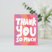 THANK YOU カラフル Pink Curvyストライプカスタム ポストカード (スタンド正面)