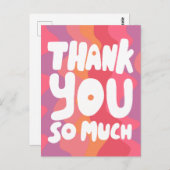 THANK YOU カラフル Pink Curvyストライプカスタム ポストカード (正面/裏面)