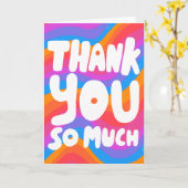 THANK YOU カラフル Rainbow Curvyストライプカスタム カード (黄色い花)