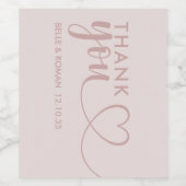 Thank You カリグラフィー ローズゴールド 結婚式の引出物 ワインラベル (シングルラベル)