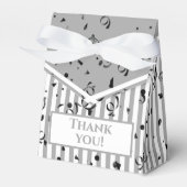 Thank You – グレー/ホワイトのシンプルストライプパターン フェイバーボックス (正面サイド)