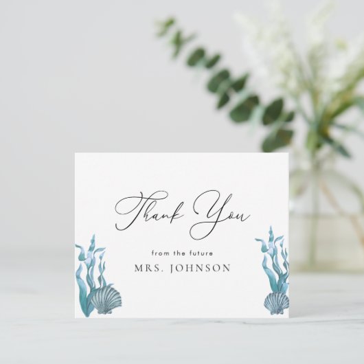 Thank You スタイリッシュ Shell航海のブライダルシャワー サンキューカード (スタンド正面)