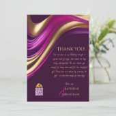 Thank You – パープルモダン明るい赤紫色と金ゴールド- 招待状 (スタンド正面)