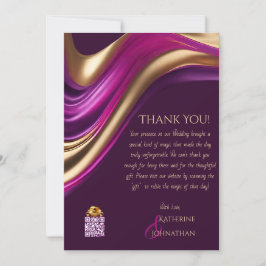 Thank You – パープルモダン明るい赤紫色と金ゴールド- 招待状