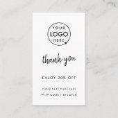 Thank You | ビジネスロゴ モダン ホワイト 割引カード (正面)