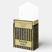 Thank You – ブラック/金ゴールドシンプルストライプパターン フェイバーボックス (オープン)
