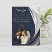 Thank You-モダン抽象芸術 – ブルーホワイト金ゴールド- Invita 招待状 (スタンド正面)