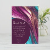 Thank You-モダン抽象芸術 – マゼンタターコイズ金ゴールド- 招待状 (スタンド正面)