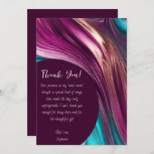 Thank You-モダン抽象芸術 – マゼンタターコイズ金ゴールド- 招待状 (正面/裏面)