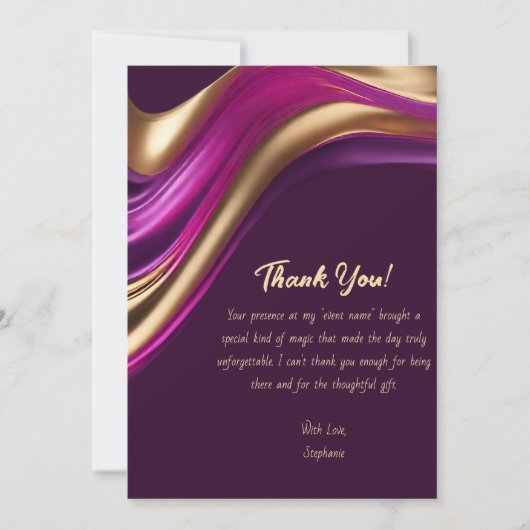 Thank You-モダン抽象芸術 – 紫と金ゴールド- 招待状 (正面)