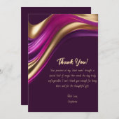 Thank You-モダン抽象芸術 – 紫と金ゴールド- 招待状 (正面/裏面)