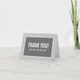 THANK YOU モダン(ユダヤ教の)バル・ミツバーミニマル geometric gray サンキューカード
