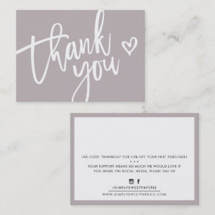THANK YOU モダン Business Insertラベルsmoky mauve 名刺