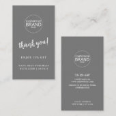 Thank You モダン Logo Gray Business Discount Card ロイヤリティカード (正面/裏面)