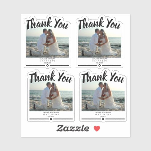 Thank You モダン's Photo 結婚 Black Vinyl シール (シート)