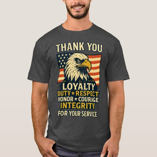 THANK YOU 忠誠 義務 敬意名誉 勇気 誠実 Tシャツ (正面)