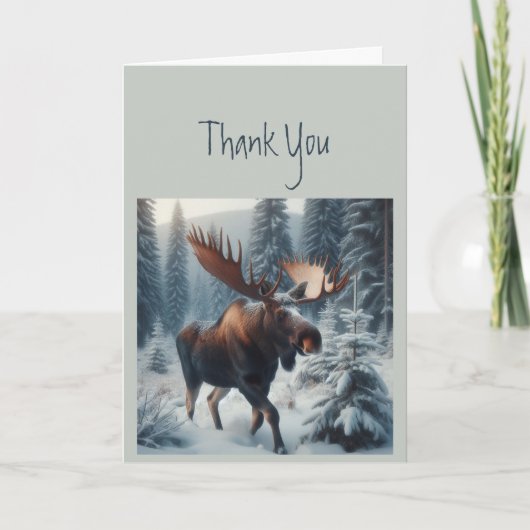 Thank you 感謝してい Moose Animal Wildlife自然アート カード (正面)