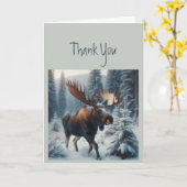 Thank you 感謝してい Moose Animal Wildlife自然アート カード (黄色い花)