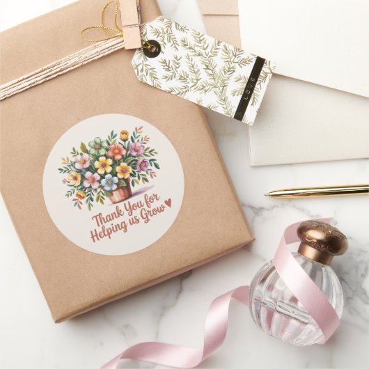 「Thank You 救済 For Us Grow」ラウンドステッカー ラウンドシール (ギフト)