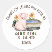 Thank You 来's Cute Pig Farm誕生日 ラウンドシール (正面)