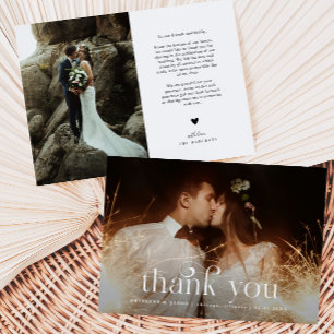 Thank You 渦巻形のフォントHorizontal Photo結婚's サンキューカード