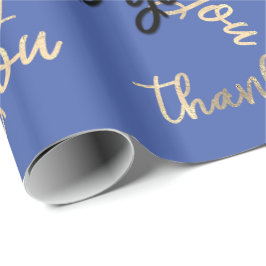 Thank You 王室の Blue金ゴールドCaliggraphy Script ラッピングペーパー