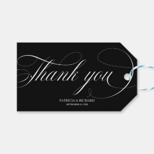 Thank You – 白黒結婚式の引き出物ラベル ギフトタグ