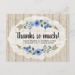 Thank You 素朴 Wood & Bohemian Waterカラーフローラ ポストカード