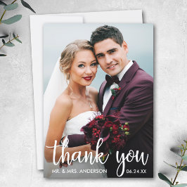 Thank You 結婚's Photo モダン Script Card サンキューカード
