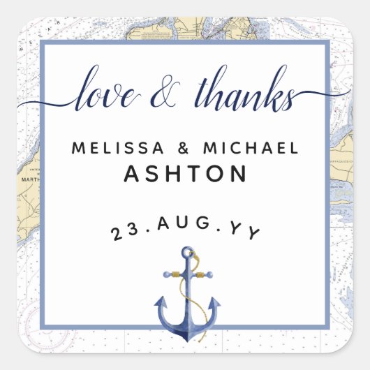 Thank You 航海の Chartいかり結婚/イベント スクエアシール (正面)