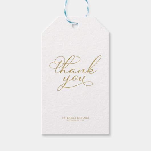 Thank You - 高級感のあるゴールド箔押しの結婚式の引出物タグ ギフトタグ (正面)