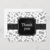 Thank You 100th Number Pattern Black/White ポストカード (正面/裏面)