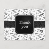 Thank You 100th Number Pattern Black/White ポストカード (正面)