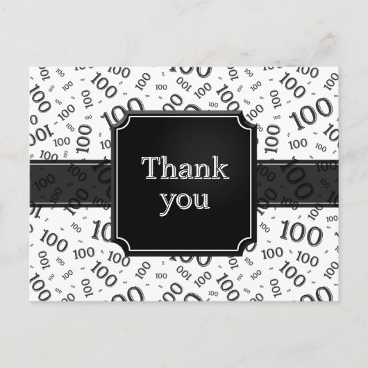 Thank You 100th Number Pattern Black/White ポストカード (正面)